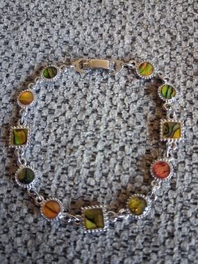 Multicolor Abalone Shell Silver-Link Bracelet - Women Jewelry